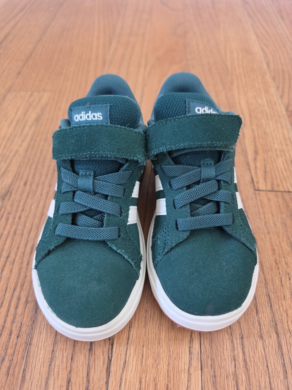 adidas Kids Dark Green Suede Grand Court 00s Sneakers Size 11